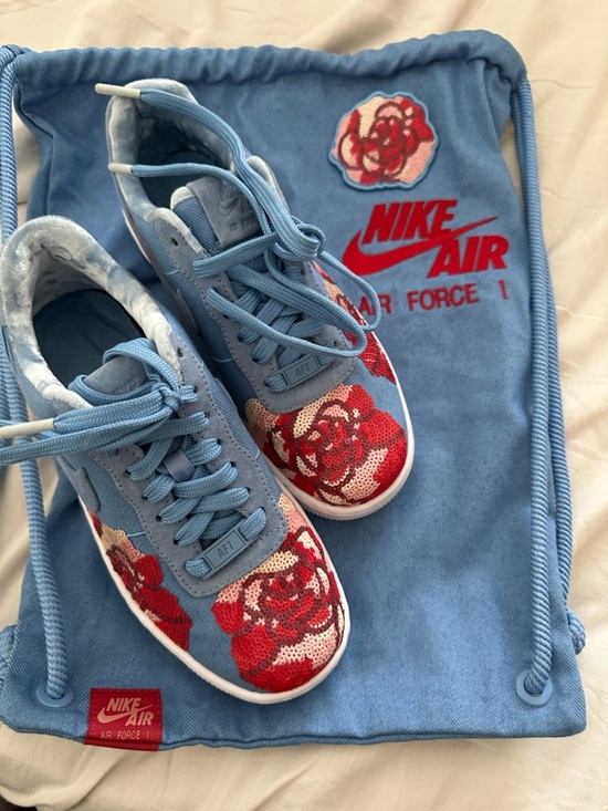 Nike Shoes - RARE- Nike Air Force 1 Upstep Low - Sky Blue with Red Floral